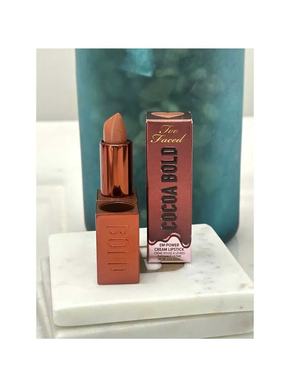 Too Faced Cocoa Bold Lipstick Buttercream Nude Cream Demi Matte 0.11 Oz New Box